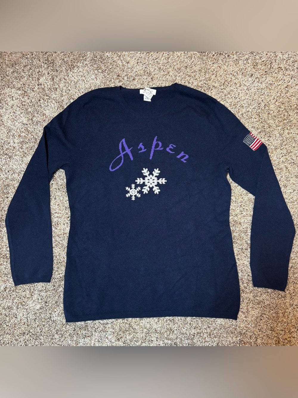 E171 Vintage Gorsuch Aspen Snowflake Cashmere Sweater, Size XL